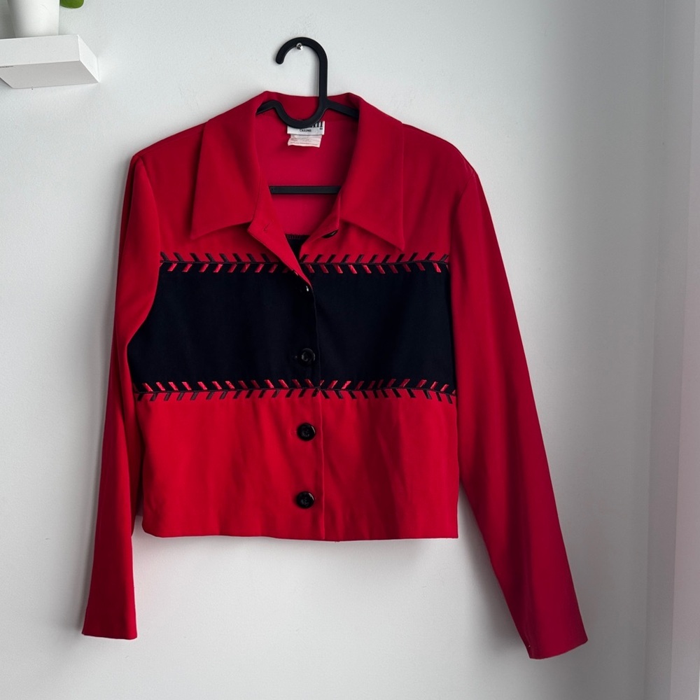 Vintage Stylish Red and Black Women's Jacket